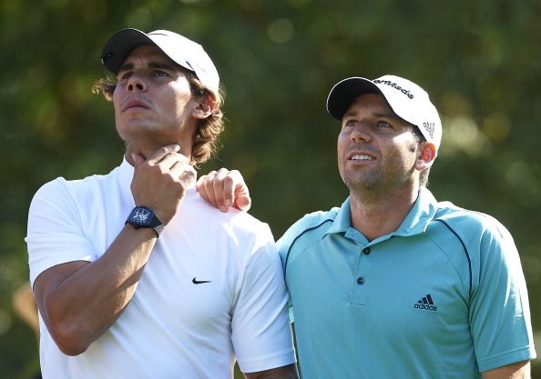 Rafael Nadal (L) and Sergio Garcia (Credit: Manuel Queimadelos Alonso/Getty Images)