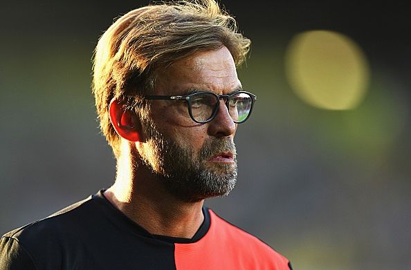 BURTON UPON TRENT, ENGLAND - AUGUST 23: Jurgen Klopp, Manager of Liverpool looks on prior to the EFL Cup second round match between Burton Albion and Liverpool at Pirelli Stadium on August 23, 2016 in Burton upon Trent, England. (Photo by Gareth Copley/Getty Images)