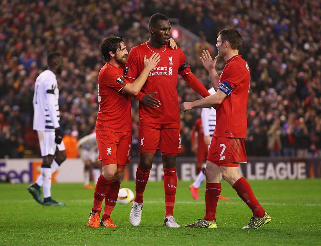 during the UEFA Europa League Group B match between Liverpool FC and FC Girondins de Bordeaux at Anfield on November 26, 2015 in Liverpool, United Kingdom.
