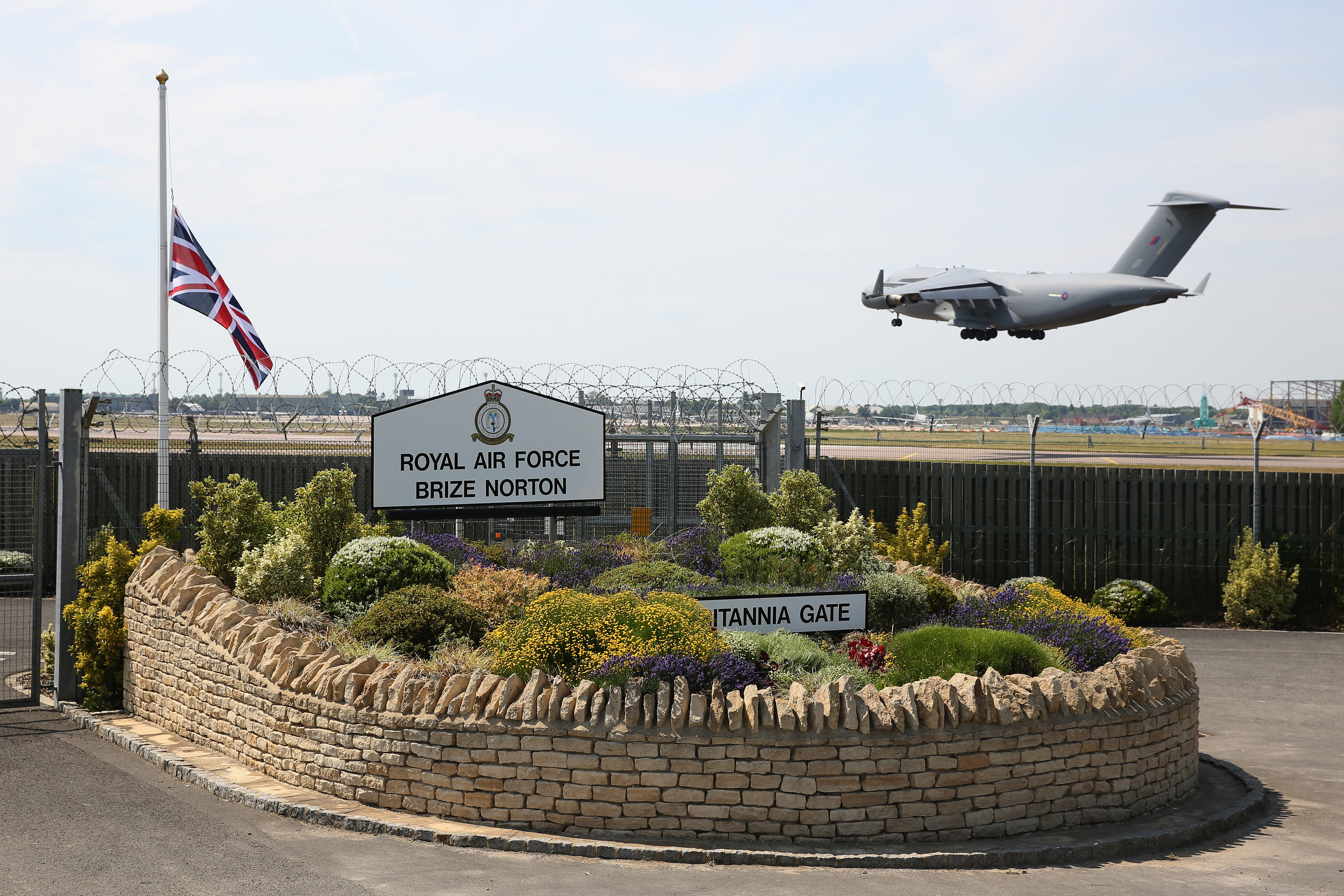 BRIZE NORTON, ENGLAND - JULY 01: An RAF C17 aircraft arrives at RAF Brize Norton carrying the victims of last Friday's terrorist attack in Tunisia, on July 1, 2015 in Brize Norton, England. British nationals Adrian Evans, Charles Evans, Joel Richards, Carly Lovett, Stephen Mellor, John Stollery, and Denis and Elaine Thwaites are the first of the victims of last week's terror attack to be repatriated. (Photo by Dan Kitwood/Getty Images)