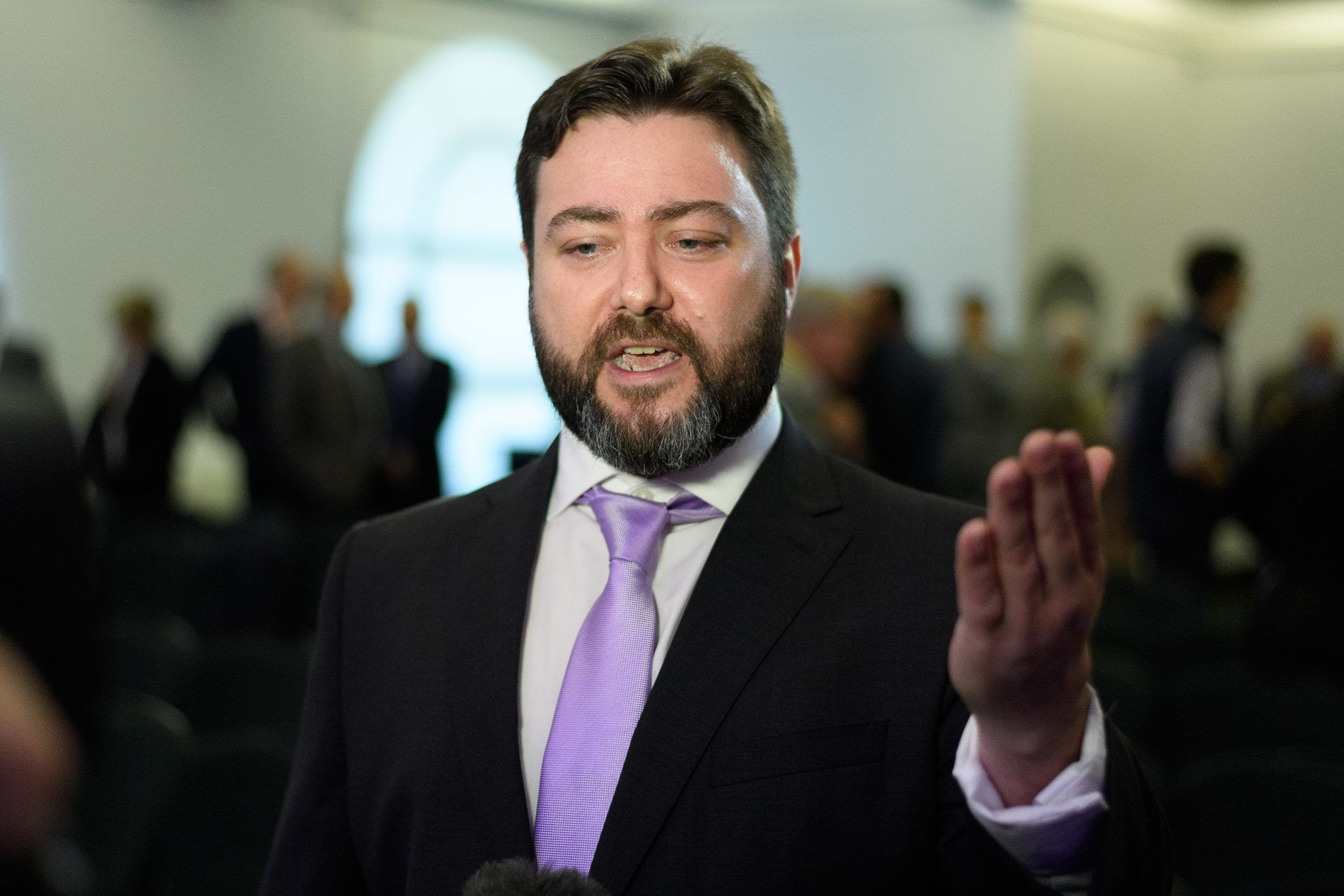 outuber Carl Benjamin is interviewed following a UKIP press conference on April 18, 2019 in London, England. As the date for Brexit has been extended, it is likely that the UK will take part in the forthcoming European Elections to choose MEPs to represent regions of the UK in the European Parliament. (Photo by Leon Neal/Getty Images)