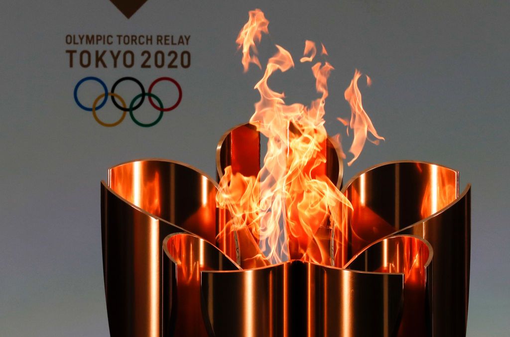 Tokyo 2020 Olympic torch and logo