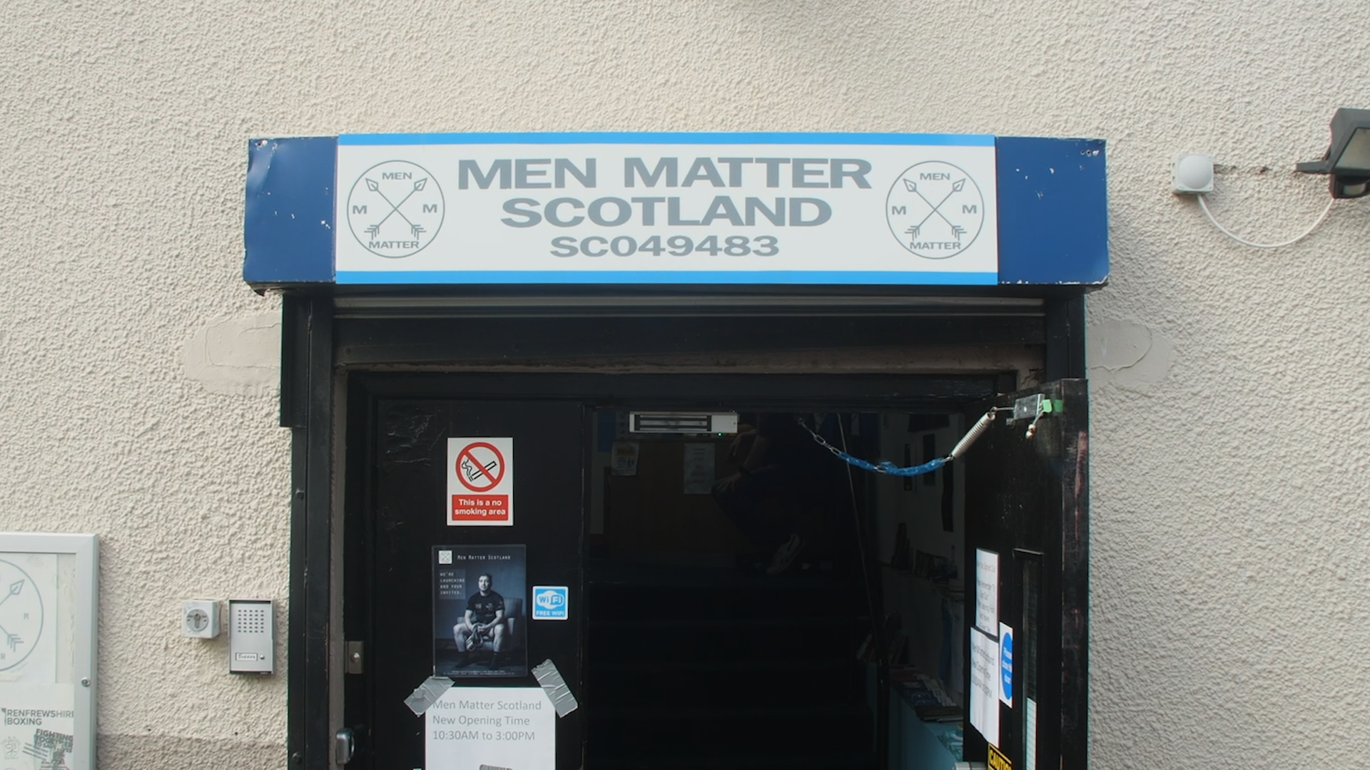 The entrance to Men Matter Scotland's hub