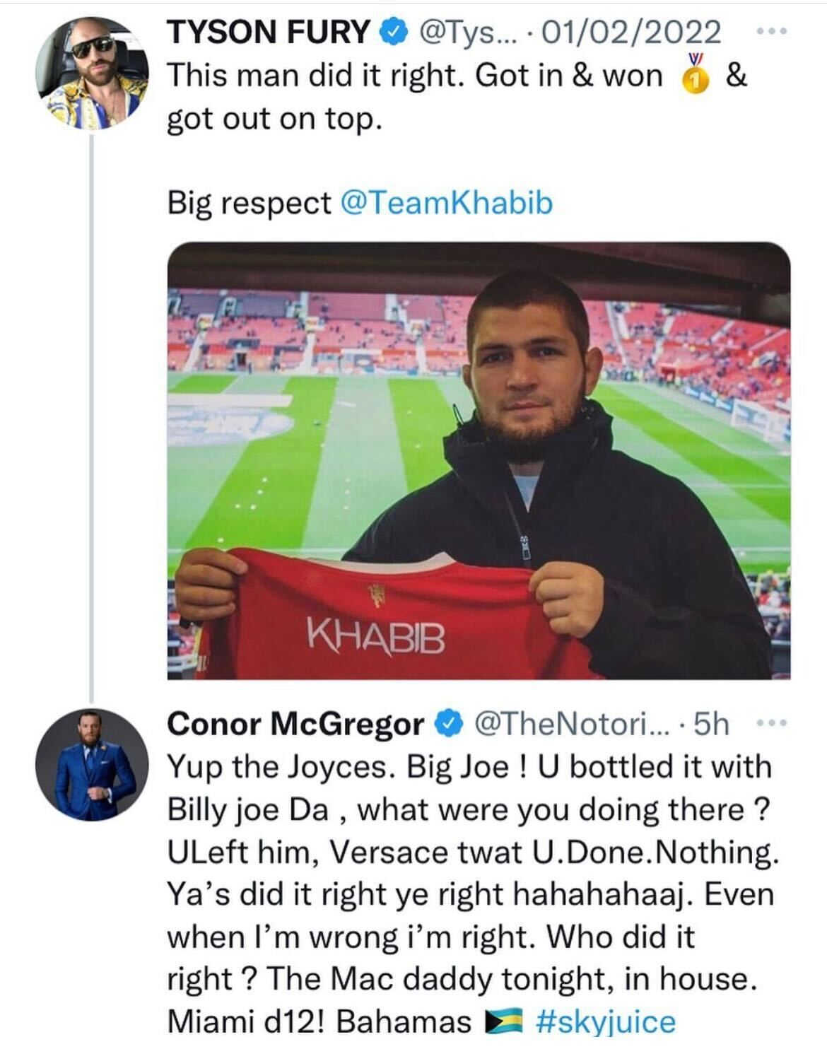 Conor McGregor Tyson Fury beef Twitter spat