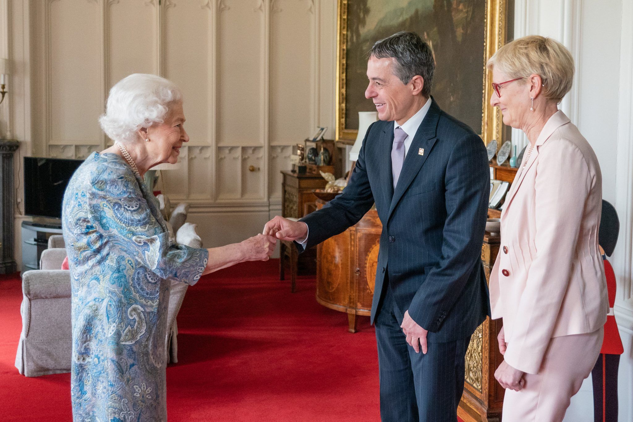 The Queen had an in-person meeting with the President of Switzerland Ignazio Cassis late last month (Credit: Getty)
