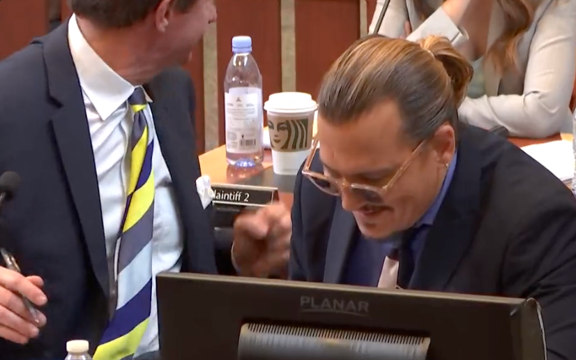 Ben Chew fist pumps as Amber Heard mentions Kate Moss during trial
