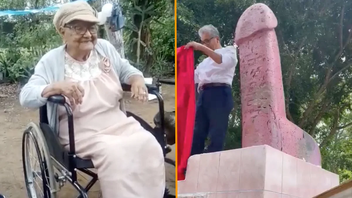 Grandma has dying wish fulfilled after giant penis is installed on her grave 